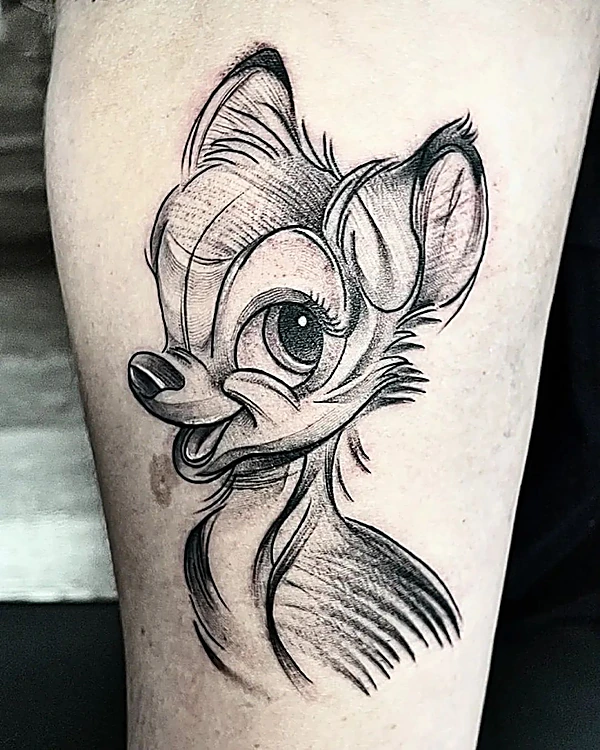 Bambi en estilo sketch, con trazo de boceto a lápiz